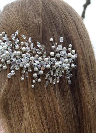 Свадебное украшение для волос, украшение для невесты, украшение для волос, гребень3 фото