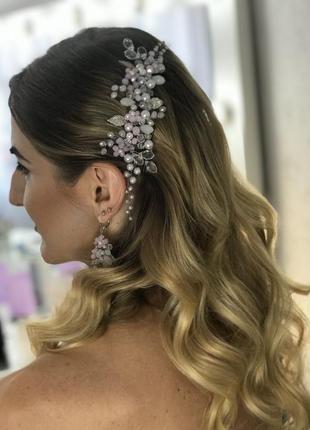 Свадебное украшение для волос, веточка в прическу, украшение для свадебной прически5 фото