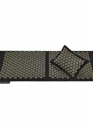 Коврик акупунктурный с подушкой 4fizjo eco mat аппликатор кузнецова 130 x 50 см 4fj0291 black/gold4 фото