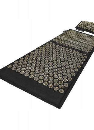Коврик акупунктурный с подушкой 4fizjo eco mat аппликатор кузнецова 130 x 50 см 4fj0291 black/gold7 фото
