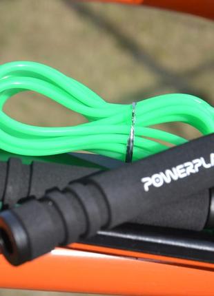 Скакалка powerplay 4205 classic plus jump rope зелена (2,7m.)9 фото