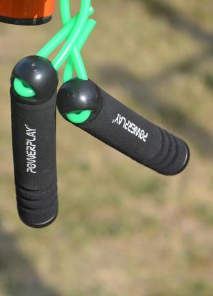 Скакалка powerplay 4205 classic plus jump rope зелена (2,7m.)6 фото