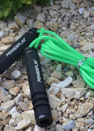 Скакалка powerplay 4205 classic plus jump rope зелена (2,7m.)5 фото