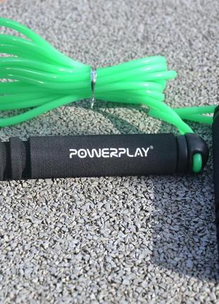 Скакалка powerplay 4205 classic plus jump rope зелена (2,7m.)7 фото