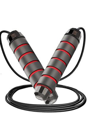 Скакалка швидкісна powerplay 4210 power weighted jump rope чорна (2,7m.)3 фото