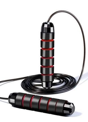 Скакалка швидкісна powerplay 4210 power weighted jump rope чорна (2,7m.)6 фото