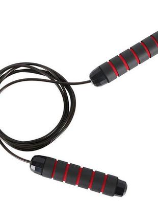 Скакалка швидкісна powerplay 4210 power weighted jump rope чорна (2,7m.)2 фото