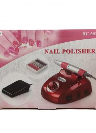 Фрезер для манікюру та педикюру nail polisher hc-601, 30000 об./хв, фрезер для нігтів чорний5 фото
