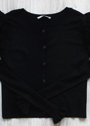 Чёрный кардиган с оборками{рюшами} на пуговках zara2 фото
