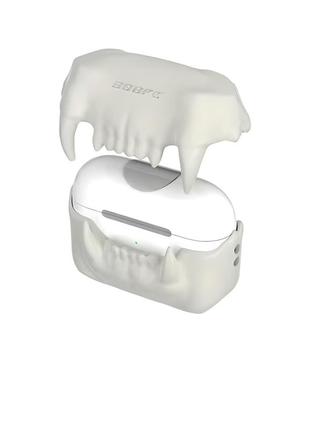 Чехол силиконовый blacktime 808fc tigerteethcase для наушников airpods pro / pro 2 с карабином, чёрный8 фото