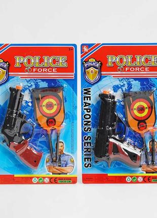 Поліцейський набір 2222-22-1   2 види, пістолет, мішень, патрони з присосками, на листі   ish
