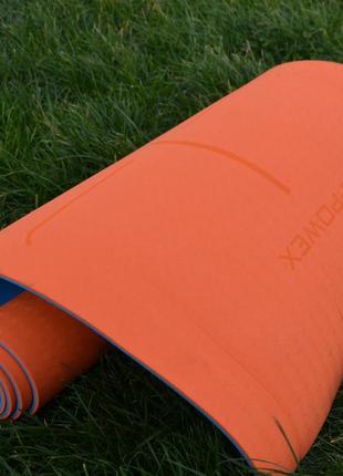 Килимок для йоги та фітнесу u-powex tpe yoga mat orange/blue (183х61х0.6)5 фото