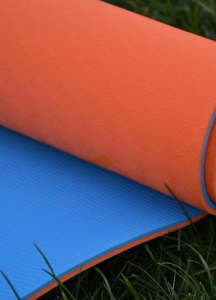 Килимок для йоги та фітнесу u-powex tpe yoga mat orange/blue (183х61х0.6)7 фото