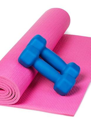 Килимок для йоги та фітнесу power system ps-4014 pvc fitness yoga mat pink (173x61x0.6)6 фото