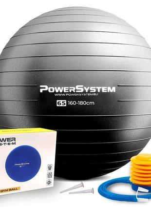 М'яч для фітнесу (фітбол) power system ps-4012 ø65 cm pro gymball black1 фото