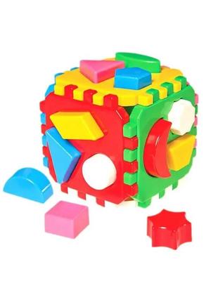 Гр куб "розумний малюк" 0458   "technok toys" 6 граней, геометричні фігури, сортер, 12см, в пакеті   ish