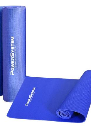 Килимок для йоги та фітнесу power system ps-4014 pvc fitness-yoga mat blue (173x61x0.6)1 фото