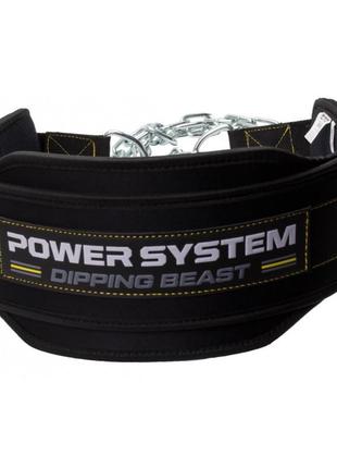 Пояс для обтяжень з ланцюгом power system ps-3860 dipping beast неопреновий black/yellow3 фото