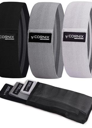Гумки для фітнесу та спорту тканинні cornix hip band набір 3 шт xr-0049