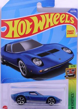 Машинка hot wheels - '71 lamborghini miura sv - 2022 exotics (#202) blue - hcx02