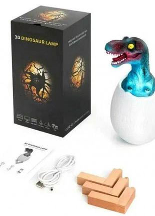 Детский светильник sunroz 3d dinosaur lamp лампа-ночник "динозаврик в яйце" с пультом ду6 фото