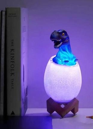 Детский светильник sunroz 3d dinosaur lamp лампа-ночник "динозаврик в яйце" с пультом ду4 фото