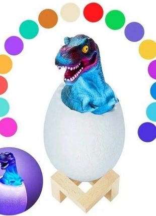 Детский светильник sunroz 3d dinosaur lamp лампа-ночник "динозаврик в яйце" с пультом ду3 фото