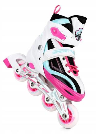 Роликові ковзани sportvida 4 в 1 sv-lg0033 size 39-42 white/pink/blue6 фото