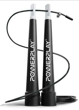 Скакалка швидкісна powerplay 4202 ultra speed rope чорна (2,9m.)