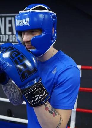 Боксерський шолом тренувальний powerplay 3100 pu синій xl7 фото