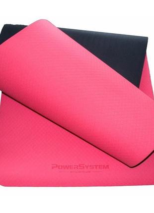 Килимок для йоги та фітнесу power system ps-4060 tpe yoga mat premium  red (183х61х0.6)6 фото