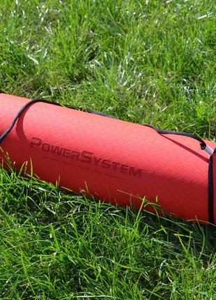 Килимок для йоги та фітнесу power system ps-4060 tpe yoga mat premium  red (183х61х0.6)7 фото