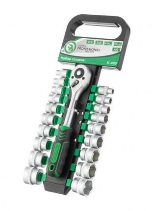 Набор торцевых головок с трещоткой 3/8" 20 ед., 72 зуба, cr-v intertool et-6020