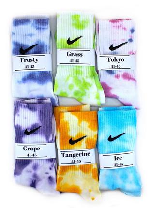 Чоловічі шкарпетки nike tie-dye 41-45 color високі кольорові носки найк тай дай4 фото