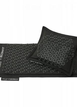 Килимок акупунктурний з подушкою 4fizjo eco mat аплікатор кузнєцова 68 x 42 см 4fj0208 black/black9 фото
