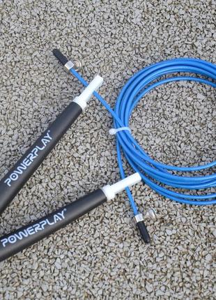Скакалка швидкісна powerplay 4202 ultra speed rope синя (2,9m.)6 фото