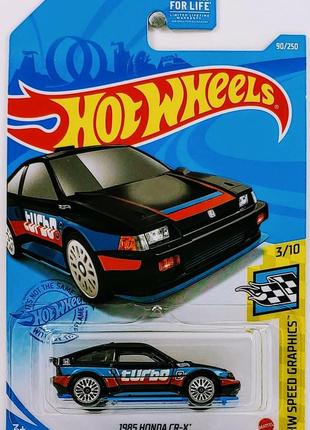 Машинка hot wheels - 1985 honda cr-x - 2021 speed graphics (#090) black - gtc57