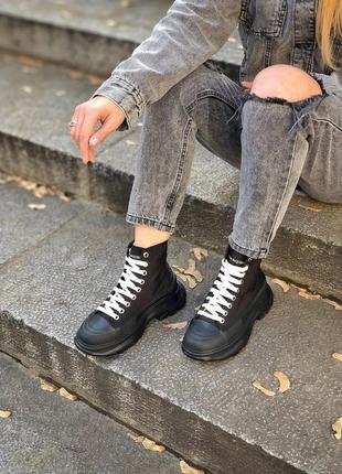 Женские чёрные ботинки александр маквин весенние-осенние, alexander mcqueen2 фото