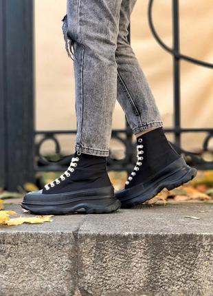 Женские чёрные ботинки александр маквин весенние-осенние, alexander mcqueen5 фото
