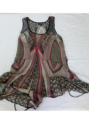 Блуза 100% шовк шовк warehouse майка романтична на зав'язках