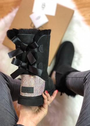 Сапоги ugg bailey bow ii black женские черные с бантом6 фото