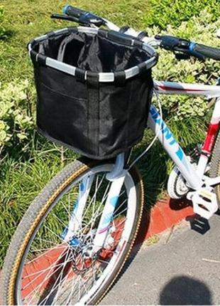 Велосумка кошик на кермо велосипеда непромокаюча чорна (m90408-24)10 фото