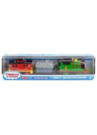 Моторизований паровозик персі, percy & brake car bruno, thomas & friends trackmaster, fisher-price1 фото