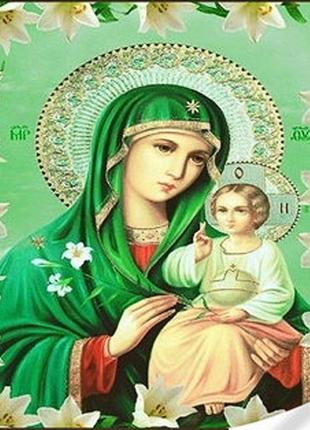 Алмазна мозаїка на підрамнику ікона божої матері нев'янучий цвіт 30х40 см (gm86838)1 фото