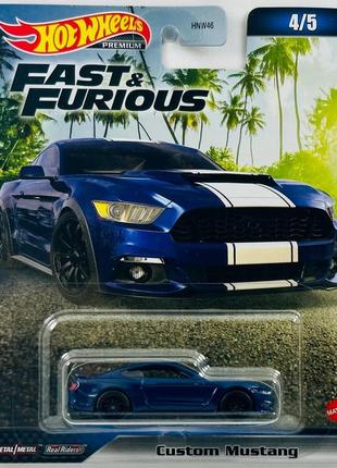 Машинка hot wheels premium - custom mustang (shelby gt350r) - 2023 fast & furious (4/5) - hnw51