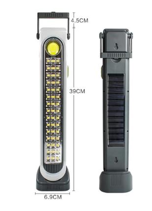 Акумуляторна портативна світлодіодна лампа із сонячною панеллю hel-6855t на 45 led 3600 mah 30w3 фото