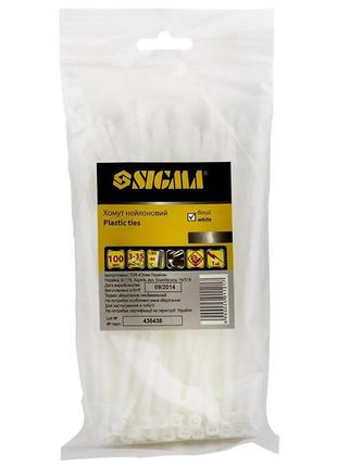 Хомут нейлон 3.6×250 мм 100 шт (білий) sigma (2501141)