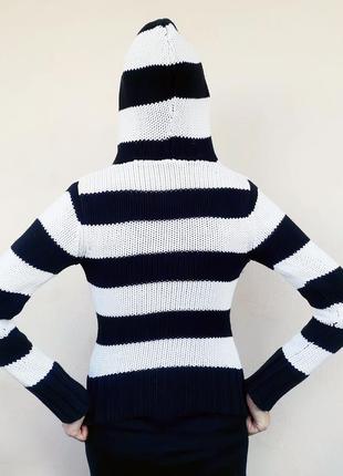 Кофта свитшот джемпер капюшон свитер худи толстовк пуловер полос чёрн бел 38 разм3 фото