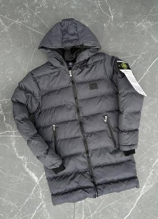 Куртка зимняя stone island серые мужская