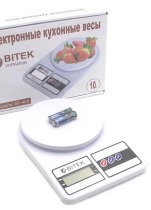 Електронні кухонні ваги 10 кг bitek sf-400